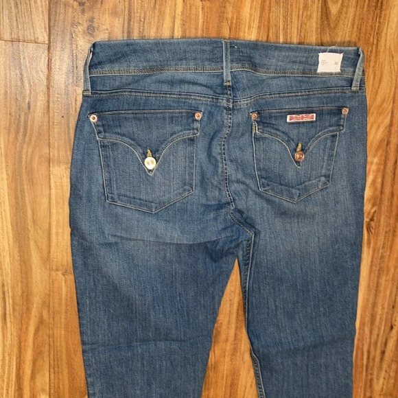 Hudson women’s jeans 30 crop ankle Collin blue distressed stretch pockets button - Picture 5 of 7